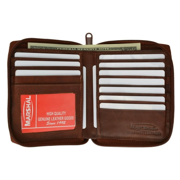 RFID Blocking Mens Leather Zippered Wallet RFID 702 (C)