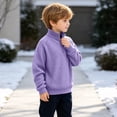 thumbnail image 6 of BLVB Boys Girls Waffle Knit Quarter Zip Sweatshirts Fashion Long Sleeve Pullover Tops Athletic Casual Clothes(Purple,7-8 Years), 6 of 9