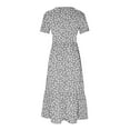 thumbnail image 4 of BRGZLK Women's Summer Floral Dresses Daily Fashion Print Round Neck Short Sleeve Casual Boho Maxi Beach Flowy Dresses Gray XXL, 4 of 4