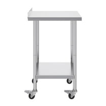 KFFKFF 24 x 24 x 40 Inch Stainless Steel Work Table, Commercial Food Prep Table with Wheels, Durable Metal Table with Adjustable Height for Kitchens, Restaurants, and Hotels