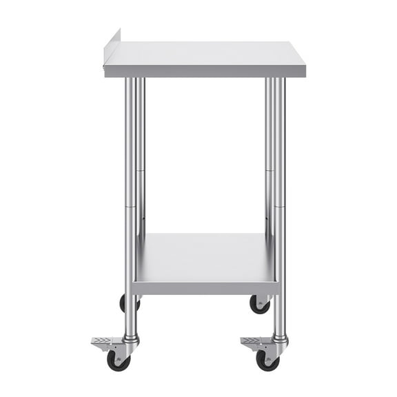 KFFKFF 24 x 24 x 40 Inch Stainless Steel Work Table, Commercial Food Prep Table with Wheels, Durable Metal Table with Adjustable Height for Kitchens, Restaurants, and Hotels