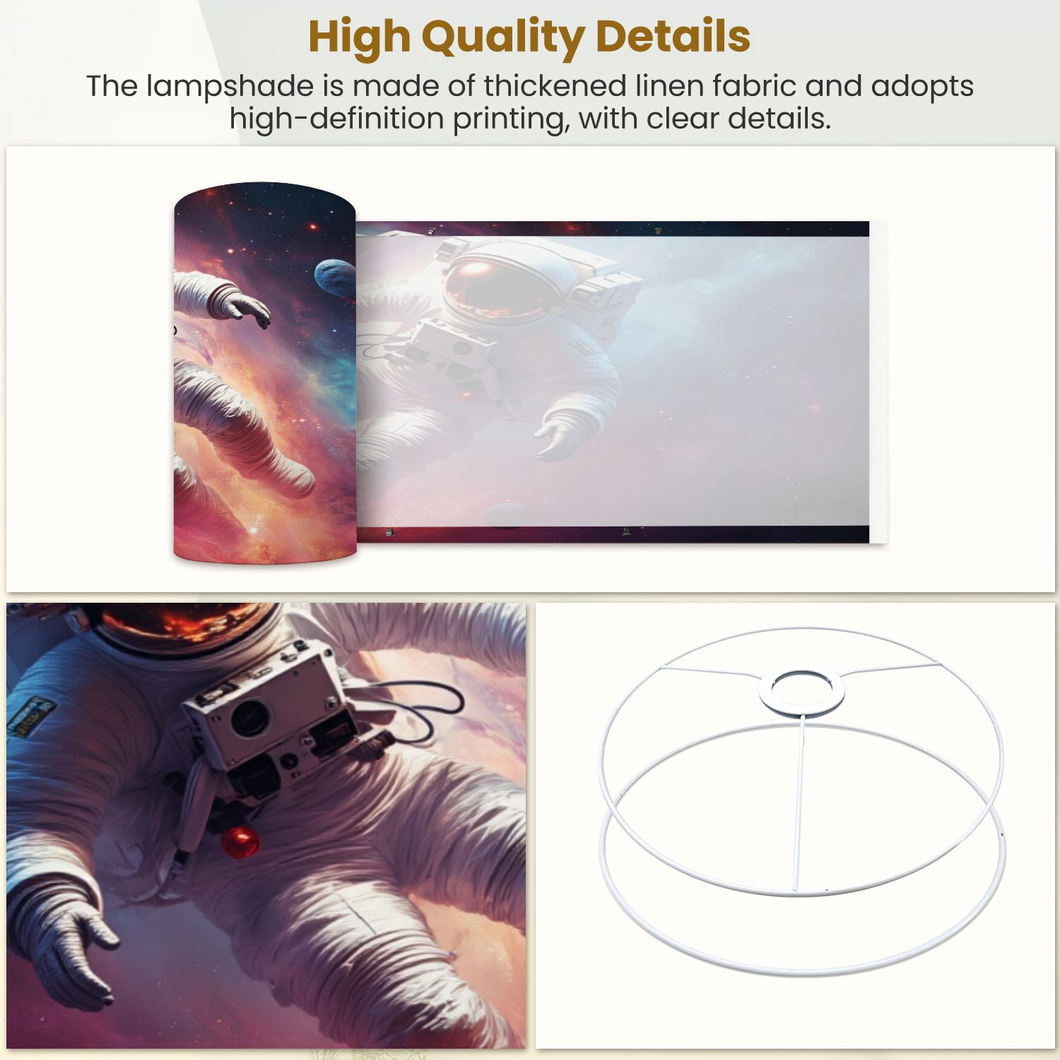 Space Lampshades 2 Pack Outer Space Planet Galaxy Space Astronaut Nebula Stars 13"x13"x10" Light Shade for Table Lamps Floor Lamps Drum Lamp Shades Lampshade Replacement Easy Assembly