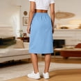 thumbnail image 5 of HBGVBA Midi Skirts for Women,A-Line Cargo Skirts,Solid Color Elastic Waist Cargo Style Multi Pocket Midi Length Skirts, 5 of 5