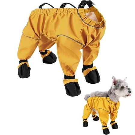 Dirty Proof Dog Coat with Feet  Dirtyproof Dog Jacket with Boots  Outside Anti-Slip Waterproof Dog Boots & Paw Protectors Leggings Shoes Raincoats Booties Pants Suspenders(SetB Medium)