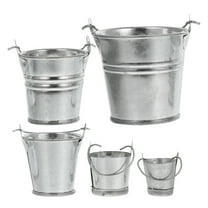 LEORX Elegant Design Metal Pails Iron Silver 5pcs