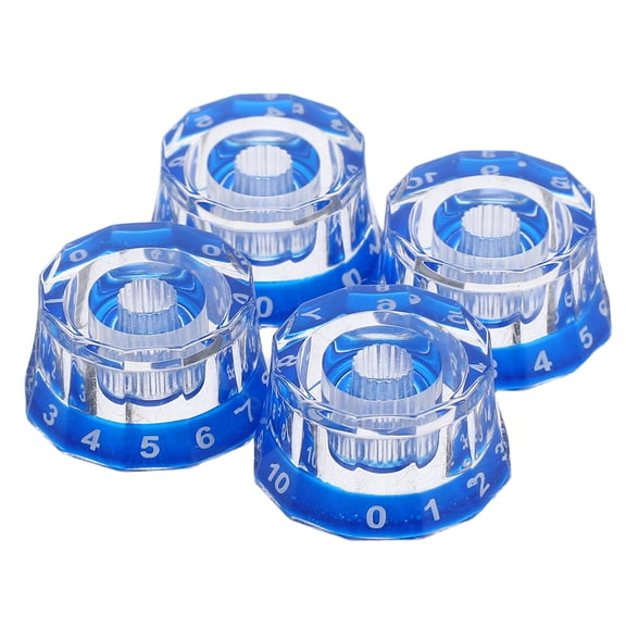 TAILTOSS 4pcs Guitar Round Volume Knob For Electric Guitar Parts Acrylic Blue Sleek