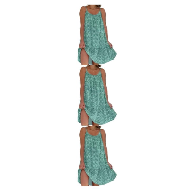 Vestido bohemio elegante y cómodo Qarigey largo vintage fuera del hombro verde L