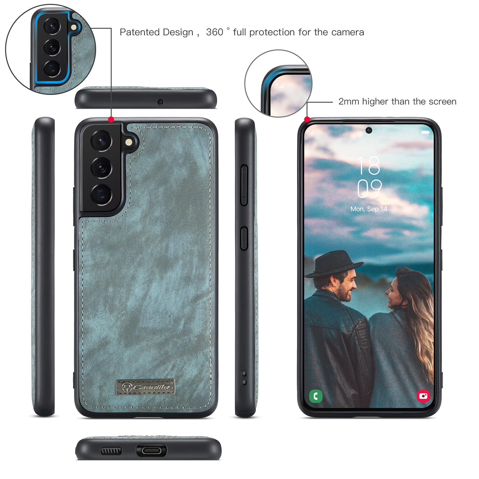 TECH CIRCLE Samsung Galaxy S22 Plus Case,Galaxy S22 Plus Wallet Case with Card Holder Kickstand Zipper Pocket Lanyard Strap Wristlet PU Leather Flip Case Wallet for Galaxy S22 Plus 6.6 inch,Green