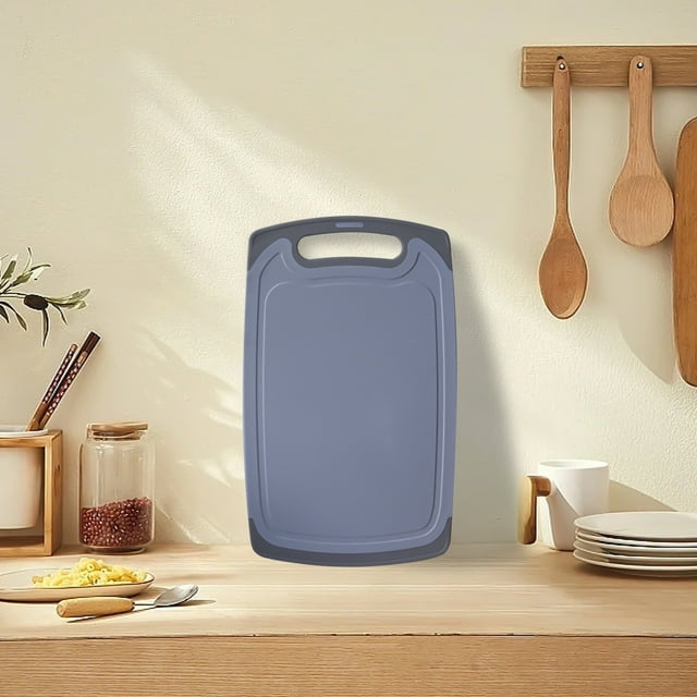 Aodebiao Extra Large Plastic Cutting Board for Meat – Non-Slip with Juice Grooves & Grinding Area – Dishwasher Safe, Reversible Design– 12.6" x 7.87" Kitchen Cutting Board for Meat, Vegetables, Fruits