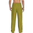 thumbnail image 3 of Uemuo Yellow Checkered Plaid Pattern Men's Wide Leg Palazzo Lounge Pants with Pockets Light Weight Loose Comfy Casual Pajama Pants-X-Large, 3 of 9