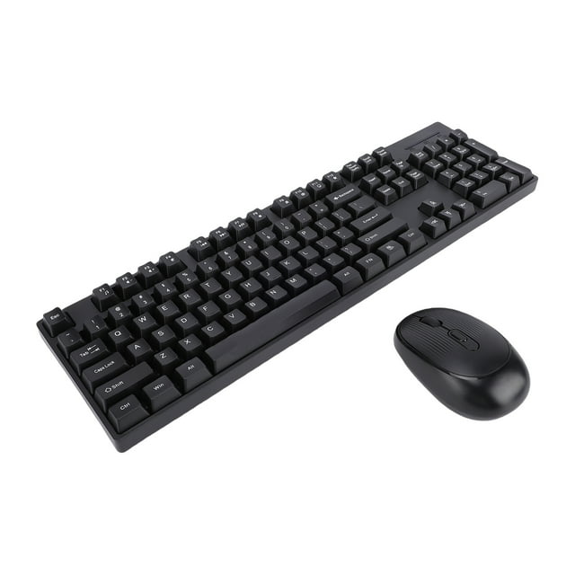 Wireless Keyboard and Mouse Combo, Black 104 Keys Full Size Ergonomic Keyboards USB 2.4 G Receiver Plug and Play Mechanical Feel for Desktop Computer Laptop PC