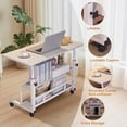 thumbnail image 4 of Adjustable Height Mobile Standing Desk – Ergonomic Rolling Computer Table with Storage Shelves – Space-Saving Laptop Desk for Home Office or School – with Wheels, White 80 x 40CM, 4 of 7