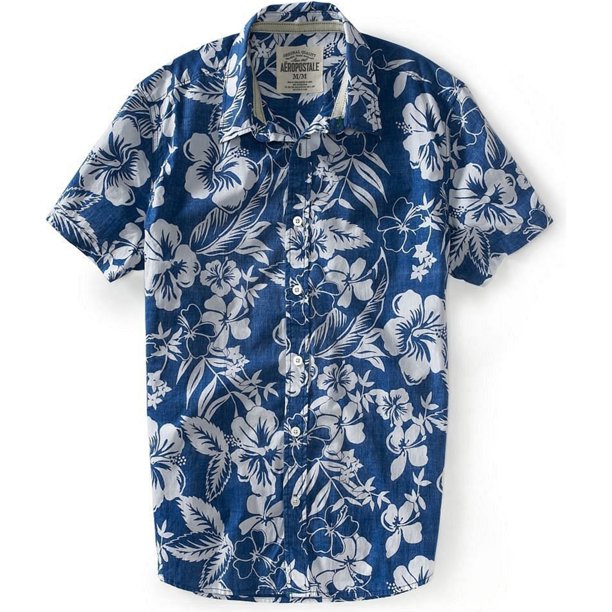 Camisa con Botones florales para hombre Aeropostale azul mediano