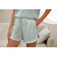thumbnail image 3 of Women Two Piece Outfits Tracksuit Half Zip Lapel Cap Sleeve Sweatshirt High Waist Drawstring Shorts Set Sweatsuit, 3 of 6