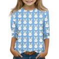 thumbnail image 1 of OIOLOYJM Easter Shirts for Girl 2026 Holiday Rabbit Graphic 3/4 Sleeve Shirts Spring Crewneck Pullover Tops Lightweight Fashion Blouses Blue 6-7 Year, 1 of 4