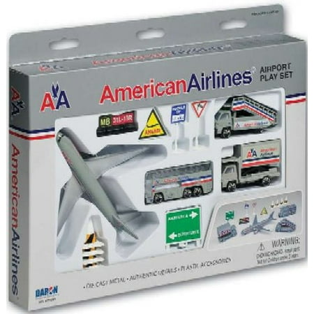 American Airlines B757 Airport Die Cast Playset (13pc Set)