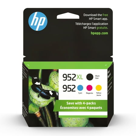 HP 952XL/952 High Yield Black and HP 952 Cyan/Magenta/Yellow Ink Cartridges (Pack of 4)