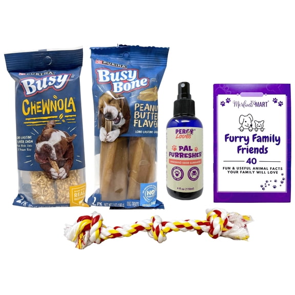 Purina Busy Bone Dog Treats Variety Pack – Peanut Butter & Chewnola Flavors | MerlinsMart Zine, Percy Loves Pal Furresher & Rope Toy