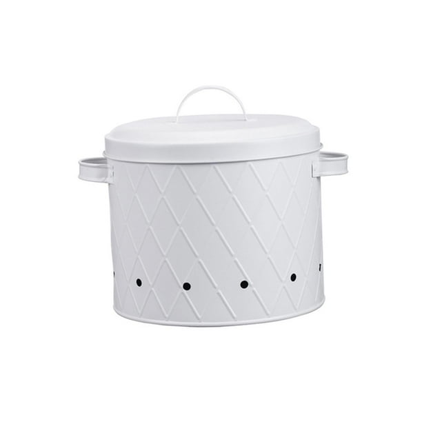 Lata para cebolla, papa y ajo con asas dobles, caja de metal transpirable para Blanco estilo A