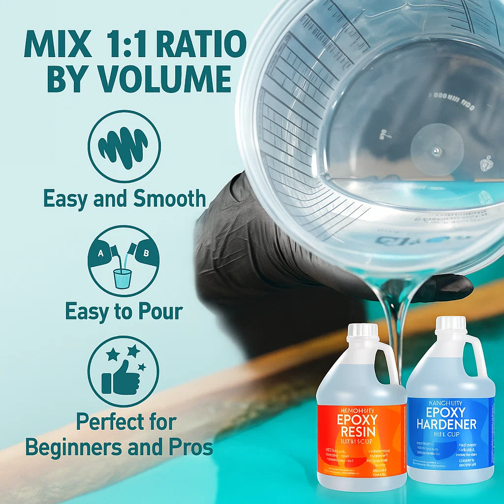 JANCHUN super clear epoxy resin set, 1 Gallon art resin with bubble free high gloss resin and hardener, fast curing epoxy resin,  suitable for jewellery making, ri