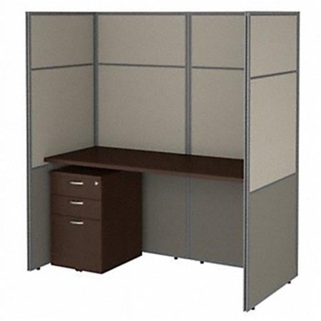 UPC: 0042976101596 | Bush Business Furniture 60W Cubicle Desk w/File & 66H Closed Panels Wkstation Mocha Cherry