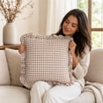 thumbnail image 7 of Cotton Ruffled Throw Pillow Cover Checkered Frill Cushion Cover Cottagecore Sofa Decor Brown Plaid A, 7 of 7