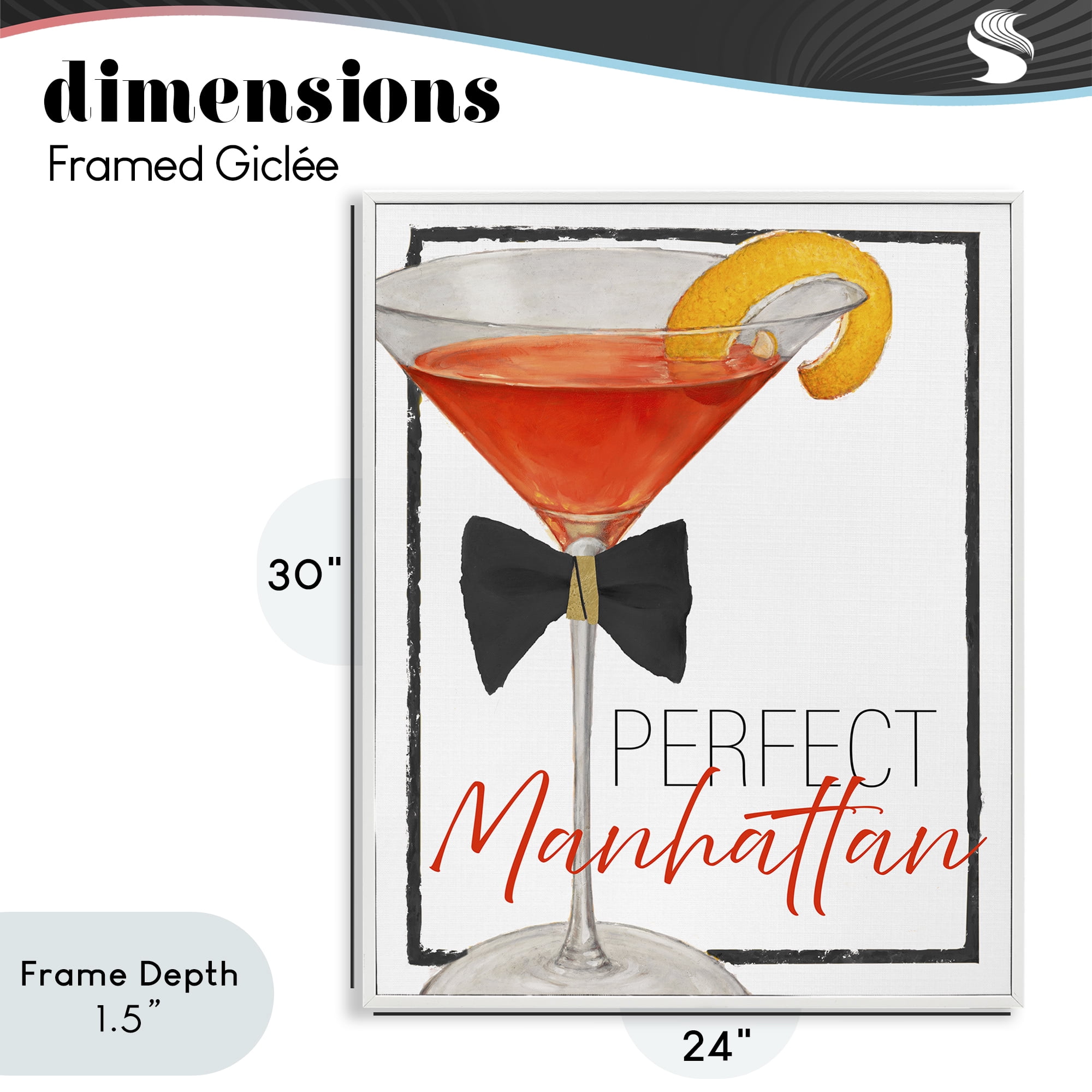 Stupell Industries Perfect Manhattan Cocktail White Framed Giclee Art, design by Lorenzo Collective
