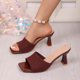 thumbnail image 4 of Sandalias Mujeres Sandalias de Deslizamiento Casuales Tacones de Mula de Punto con Costillas, Zapatos de Mujer Sandalias Casuales Vestidas Toe Abierto, 4 of 8