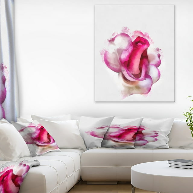 Rose Rouge avec Aquarelle Blanche - Impression sur Toile Florale