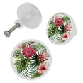 thumbnail image 2 of 4 Pcs Tropical White Floral Knobs for Kitchen Cabinet Cupboard Dresser Bookcase Drawer Pulls Handles Round Home Decor, 2 of 5