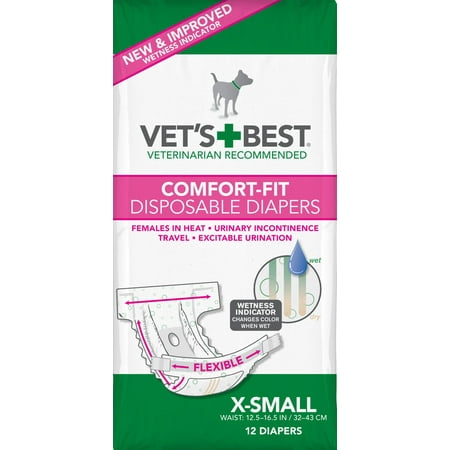 Vet's Best Comfort Fit Dog Diapers | Disposable Female Dog Diapers | Absorbent with Leak Proof Fit | X-Small, 12 (Best Prohormone For Size)