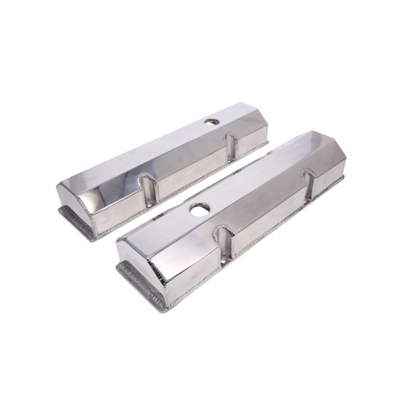 Short Bolt Aluminum Valve Covers w/ Breather for Chevy Small Block Polished