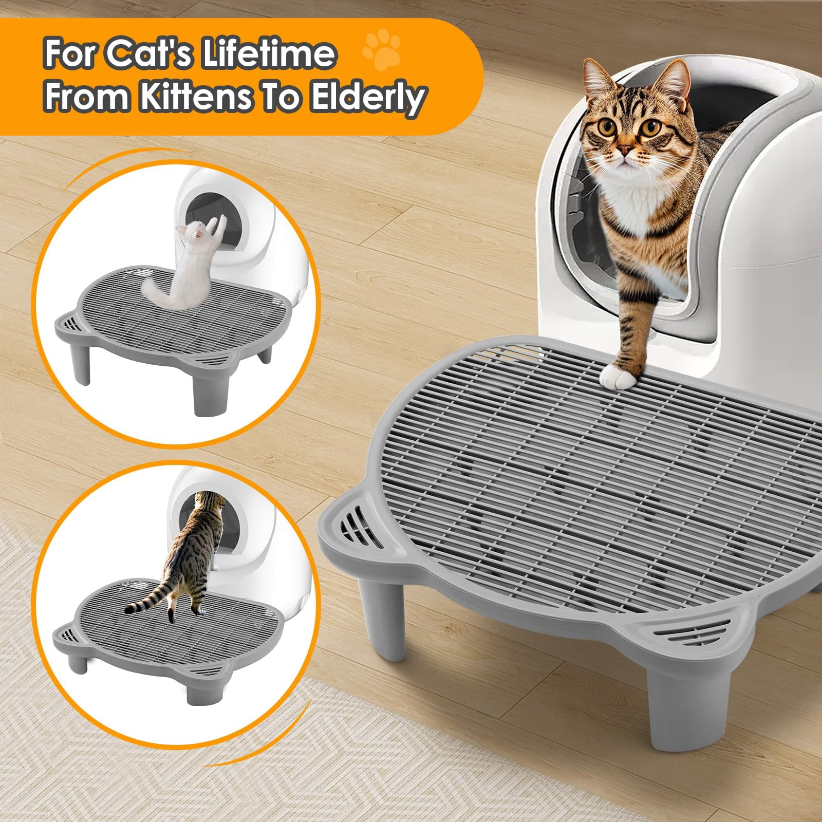 Litter Catching Step For Cat Box  Trap Stool Automatic Self Cleaning Collection Stairs Catcher Ramp Old Geriatric Senior Or Kitten