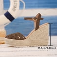 thumbnail image 5 of Rokment Womens Bohemian Crochet Espadrilles Wedges Sandals Boho Beach Fashion Casual Woven Braided Closed Toe Platform Chunky High Heel Dress Sandals for Bride Wedding Summer Vacation Coffee Size7, 5 of 5