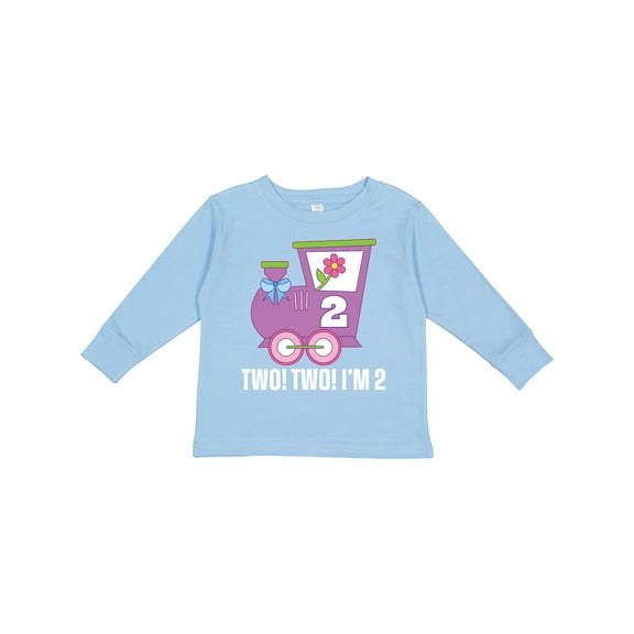 Inktastic 2nd Birthday Cute Train I'm Two Girls Long Sleeve Toddler T-Shirt