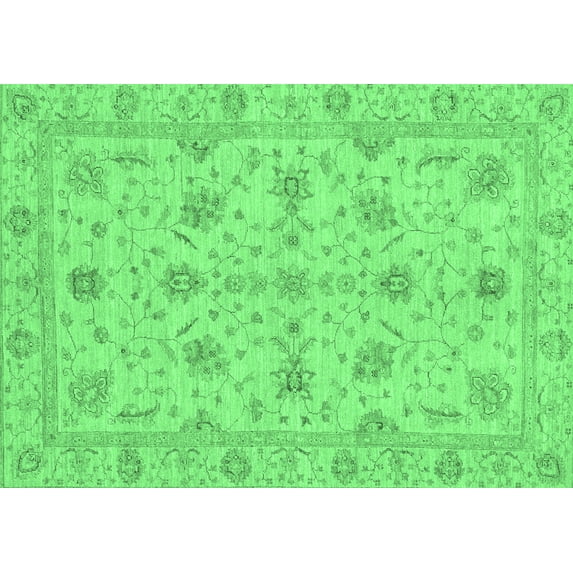 Ahgly Company Indoor Rectangle Oriental Emerald Green Traditional Area Rugs, 2' x 4'