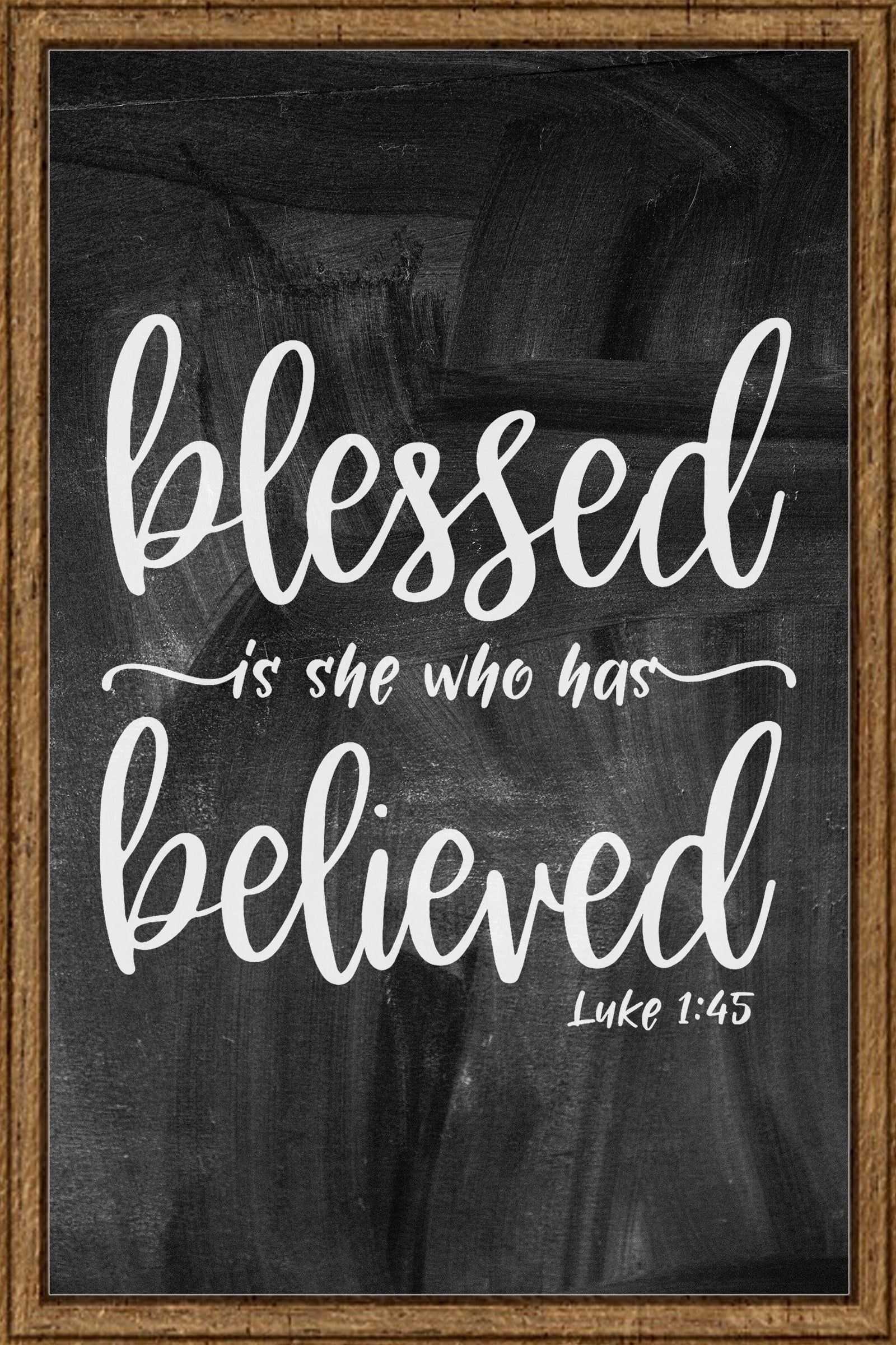Blessed is she who has believed luke bible verse religion cursive Tin