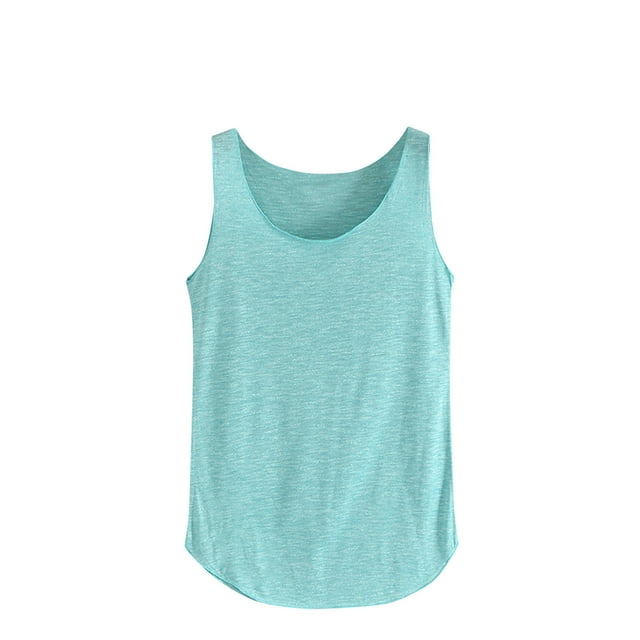Mrat Sleeveless Basic Cami Women's Solid Color Round Neck Sleeveless Bottom Shirt Versatile Solid Color Round Neck Sleeveless Basic Cami S-263 Green One Size