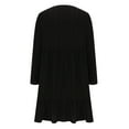 thumbnail image 6 of Yyeselk Womens Long Sleeve Casual Dresses V Neck Loose Solid Color Ruched Comfy Swing Empire Waist Ruffle Hem Flowy Knee Length Dress Black XL, 6 of 6
