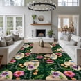 thumbnail image 3 of 5'x8' Area Rugs, Tropical Flower Indoor Outdoor Area Rug for Living Room Bedroom, Green Palm Plants Straw Hat Watercolor Washable Bathroom Rugs Kitchen Floor Carpet Mats Home Decor Aesthetic, 3 of 8