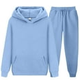 thumbnail image 4 of HAOTAGS Teen Girls 2 Piece Sweatsuits(4-15), Long Sleeve Hoodie with Sweatpants Set Sky Blue 3-4 Years, 4 of 6