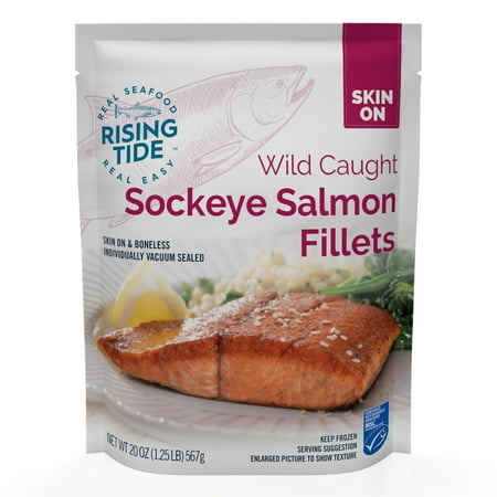 Rising Tide Frozen Wild Caught, Sockeye Salmon Skin-on Fillets, 1.25 lb