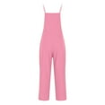 thumbnail image 5 of Lovzfmll Summer Jumpsuits for Women, Women's Casual Loose Overalls Jumpsuits Sleeveless Daily Fashion Solid Color V Neck Belted High Waist Long Pants Rompers Jumpsuits With Pockets Pink 2XL, 5 of 8