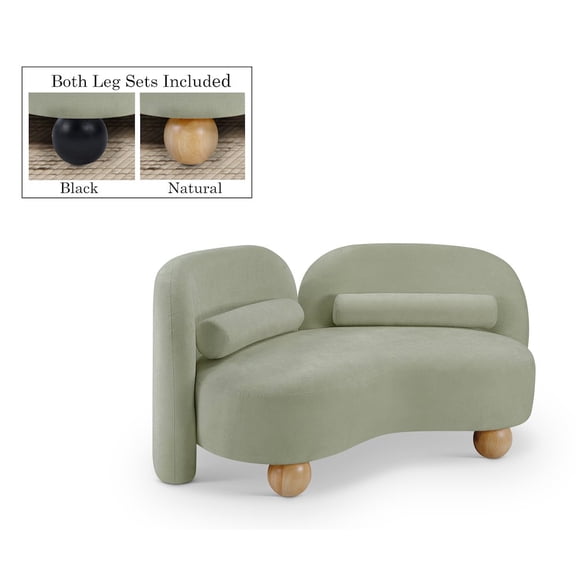 Meridian Furniture Daphne Mint Chenille Fabric Loveseat