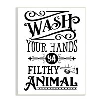 Stupell Industries Wash Your Hands Vintage Symbol Serif Typography Graphic Art Unframed Art Print Wall Art, Design by Lettered and Lined