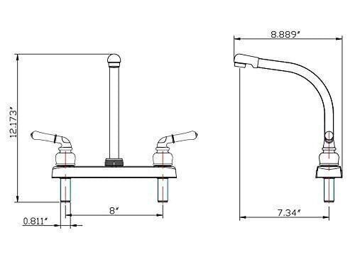 Dura Faucet DF-PK210C-SN Hi-Rise RV Kitchen Sink Faucet with Classical Levers (Brushed Satin Nickel)