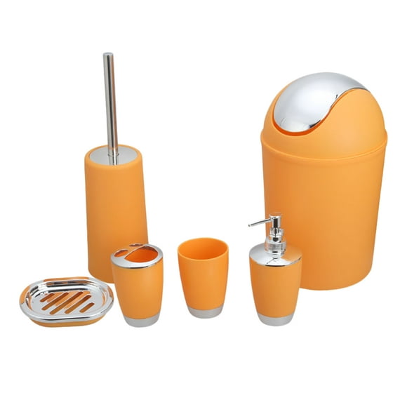 Bathroom Accessories Set Soap Dish Tumbler Toilet Brush Luxury Washroom Set Orange