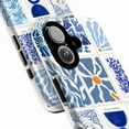 thumbnail image 2 of Blue & White Artistic Collage Pattern iPhone Case, Modern Abstract Tiles Design, Slim Protective Cover for iPhone 16 15 14 13 12 11 Mini Pro Max, 2 of 6