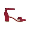 thumbnail image 3 of BLISSFUL STEP Women's Shoes Open Toe Mid Block Heel Ankle Strap Faux Suede Sandals Deep Red 5, 3 of 8