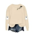 thumbnail image 3 of YOIAVAIOY Womens Halloween Sweatshirts Cute Ghost Heartbeat Print Fleece Crewneck Sweatshirt Spooky Season Holiday Shirt Fall Fashion Pullover Tops Khaki M, 3 of 9
